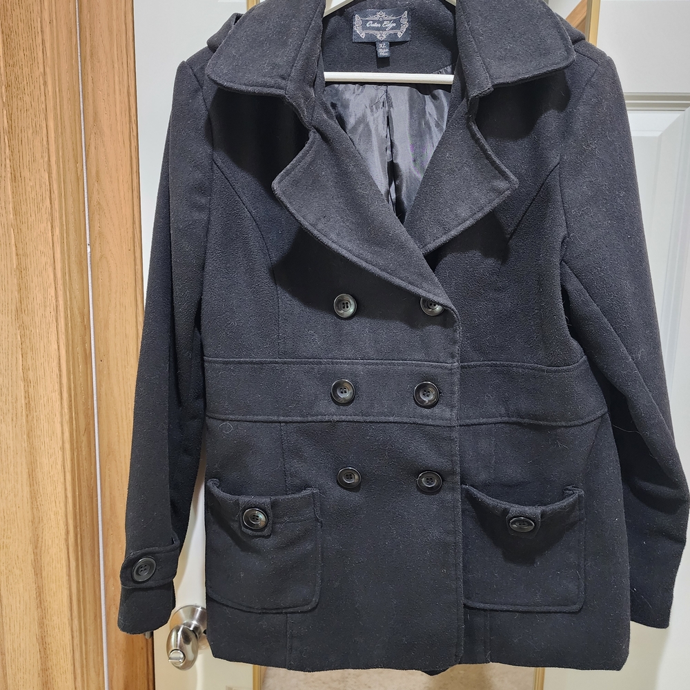 Classic Black Double-Breasted Women's Coat